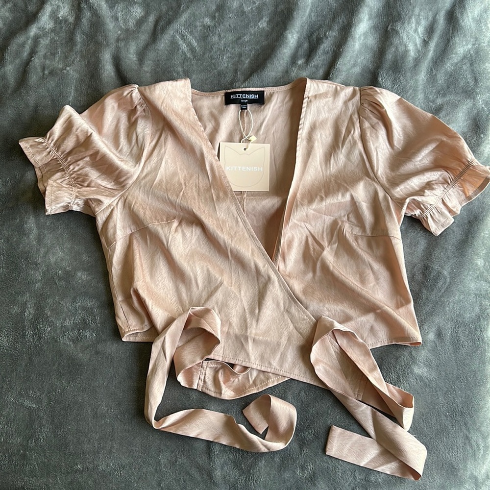 Kittenish- Rosa Satin Wrap Top